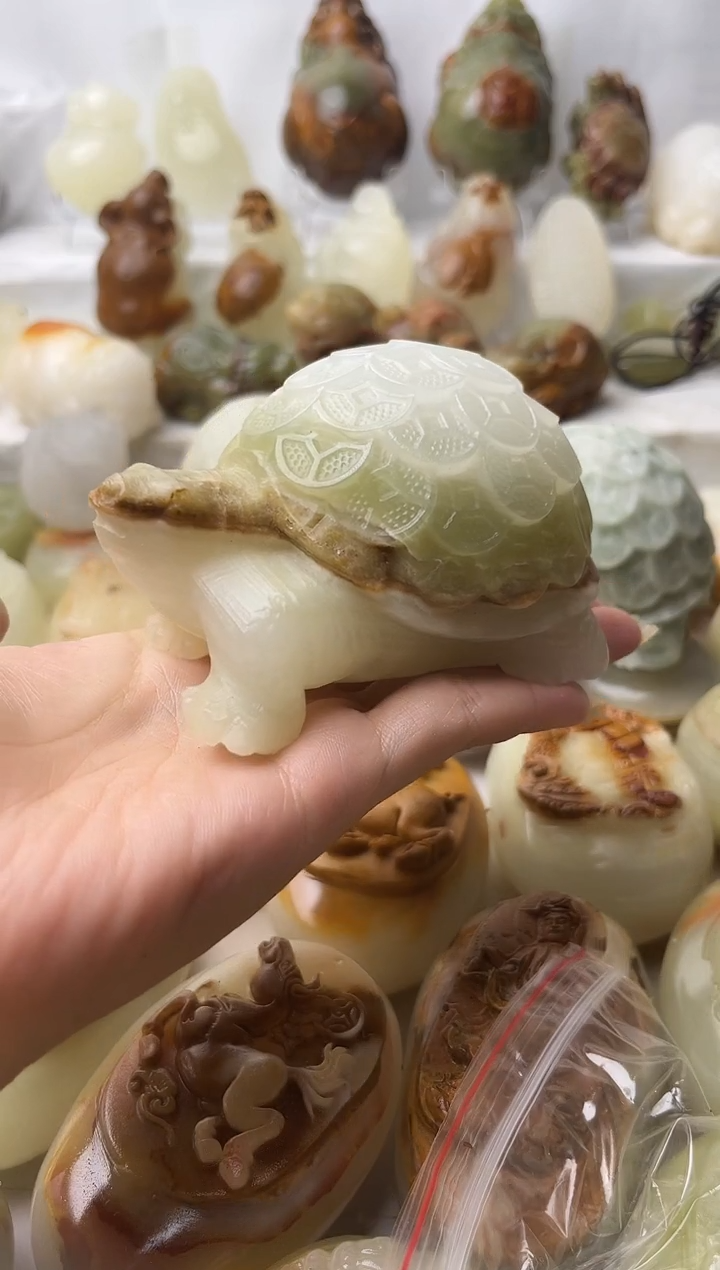 石材魂****你方解石手把摆件不退换金钱龟微瑕