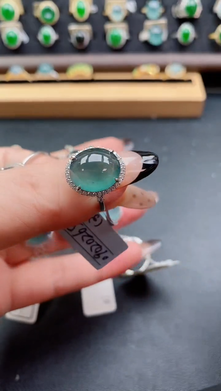 银S925镶嵌戒指翡翠1