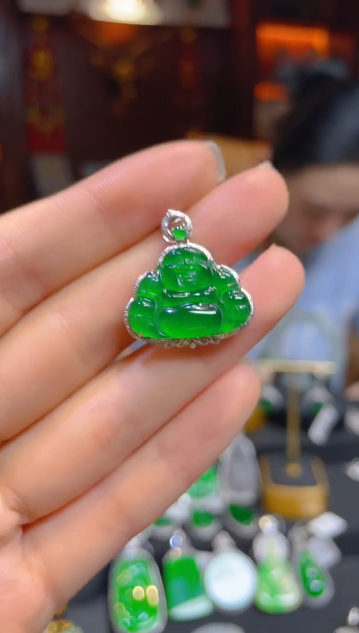 【闪购商品】翡翠颈饰18K金镶嵌120344天然A货翡翠佛公