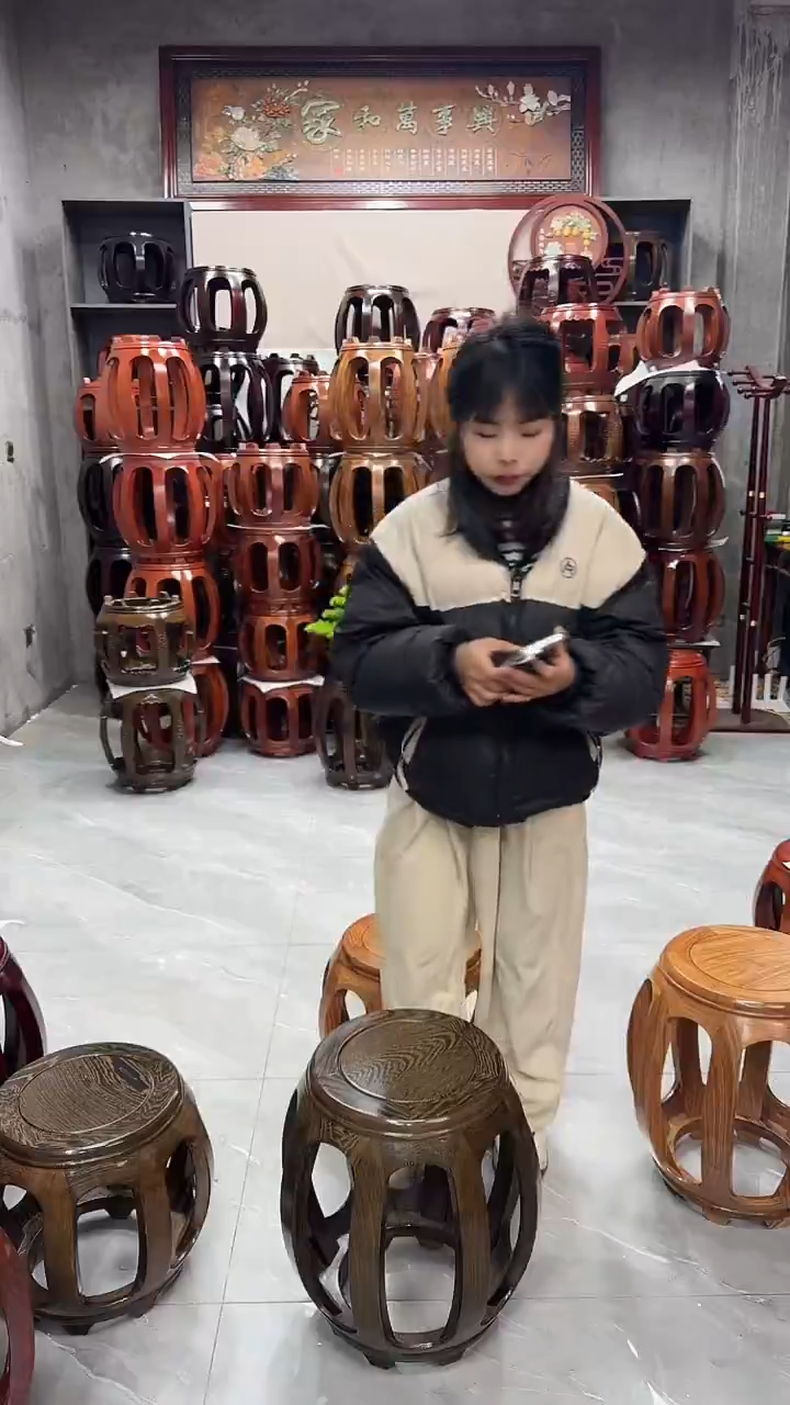 【闪购商品】鸡翅木类家具鸡翅木大号鼓凳一对