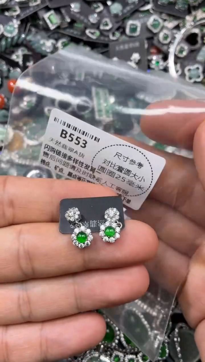 颈饰未镶嵌翡翠B553耳钉