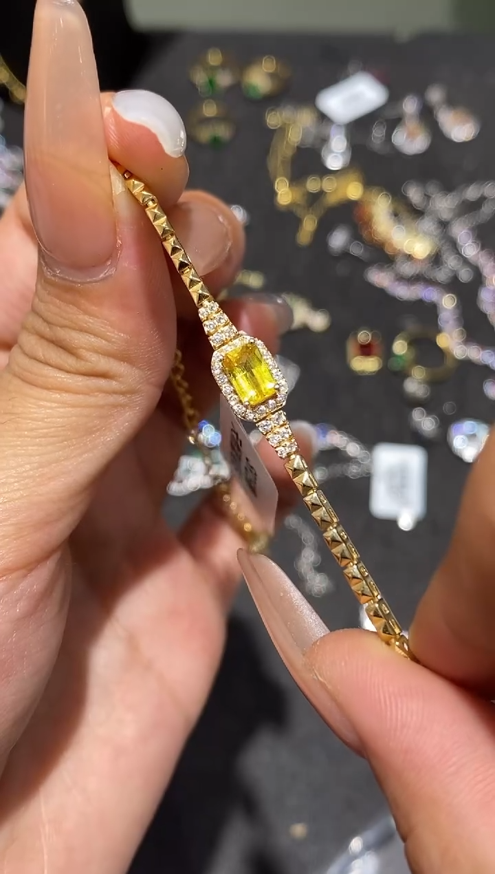 手链蓝宝石银S925镶嵌手链