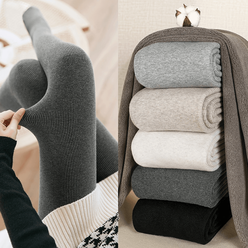 【压力显瘦】Miu系厚黑穿搭秋冬季高腰打底连裤袜加绒细条纹女外穿