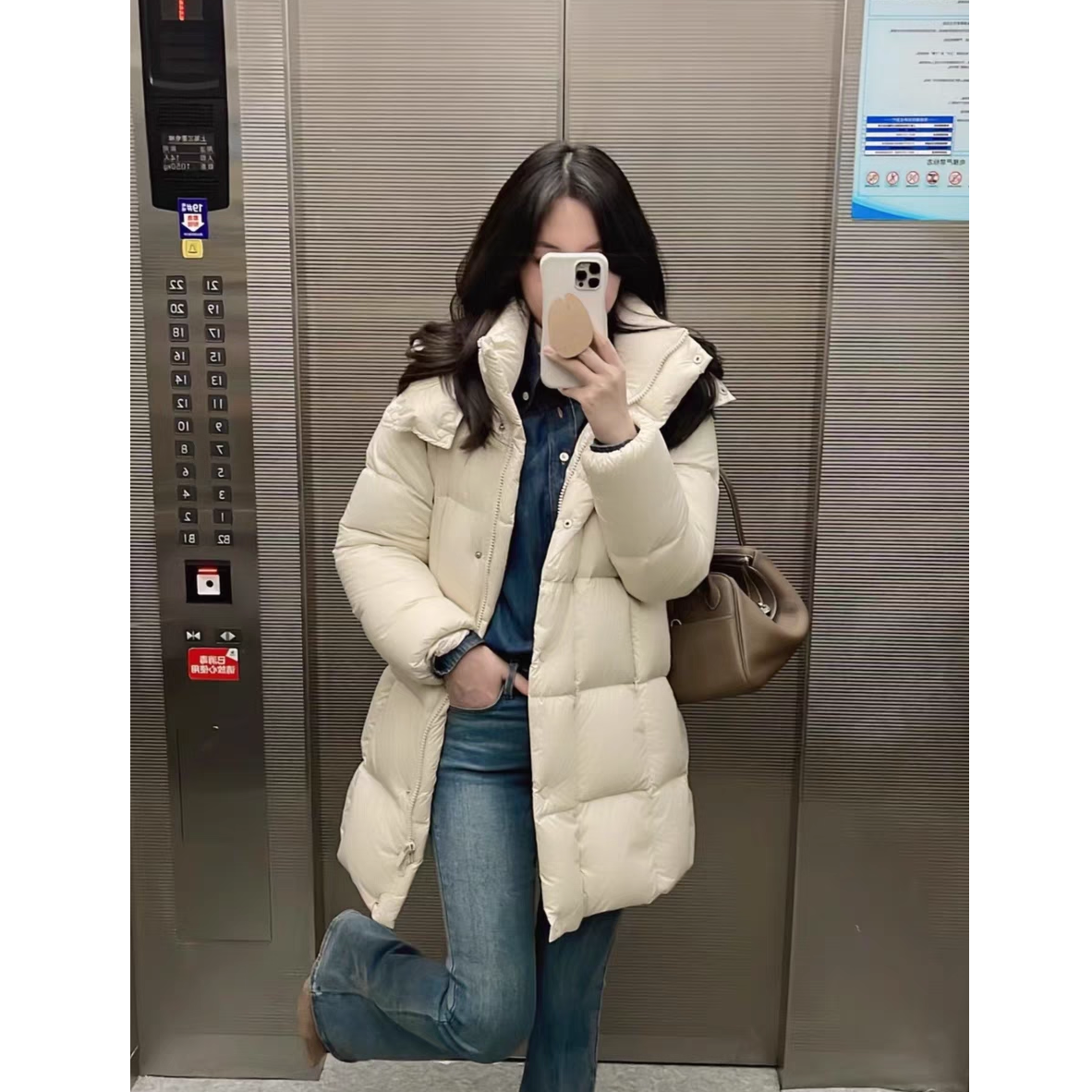 正品明星同款冬季新款羽绒服外套女中长款小个子加厚极寒超厚保暖