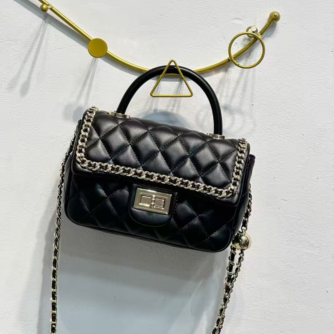 JIANGZUO/匠作 经典小香风单肩方包时尚百搭菱格链条斜挎包25036