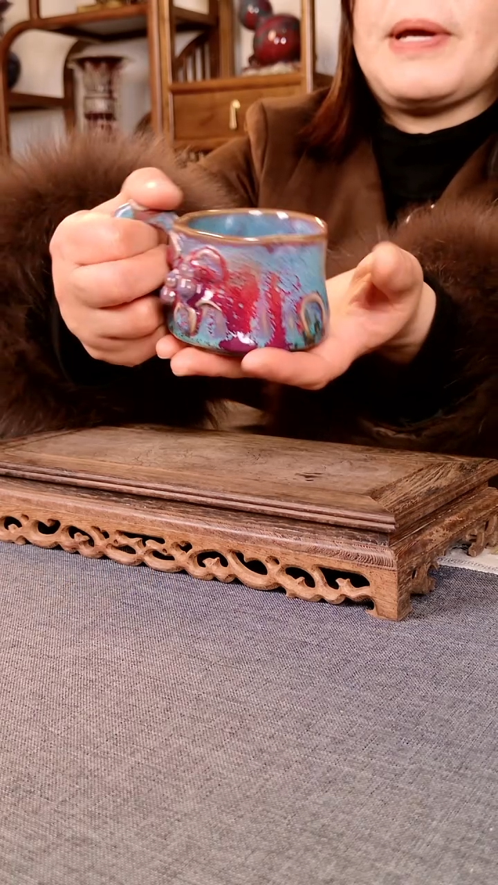 瓷片手工杯 土魂钧瓷