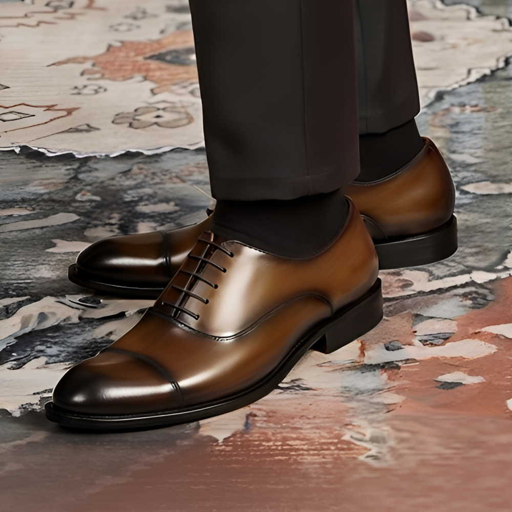 LUOMATIKE/洛玛缇克男士商务正装皮鞋经典三接头真皮大底新郎婚鞋