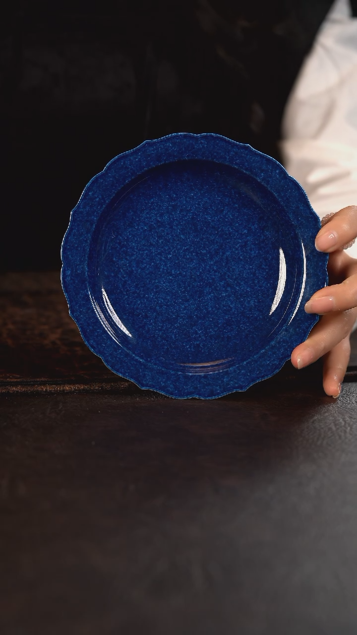 【闪购商品】杯初蓝舍洒蓝纯色葵口壶承*