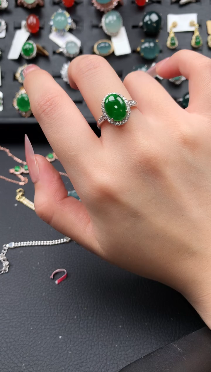 【闪购商品】翡翠戒指银S925镶嵌52141