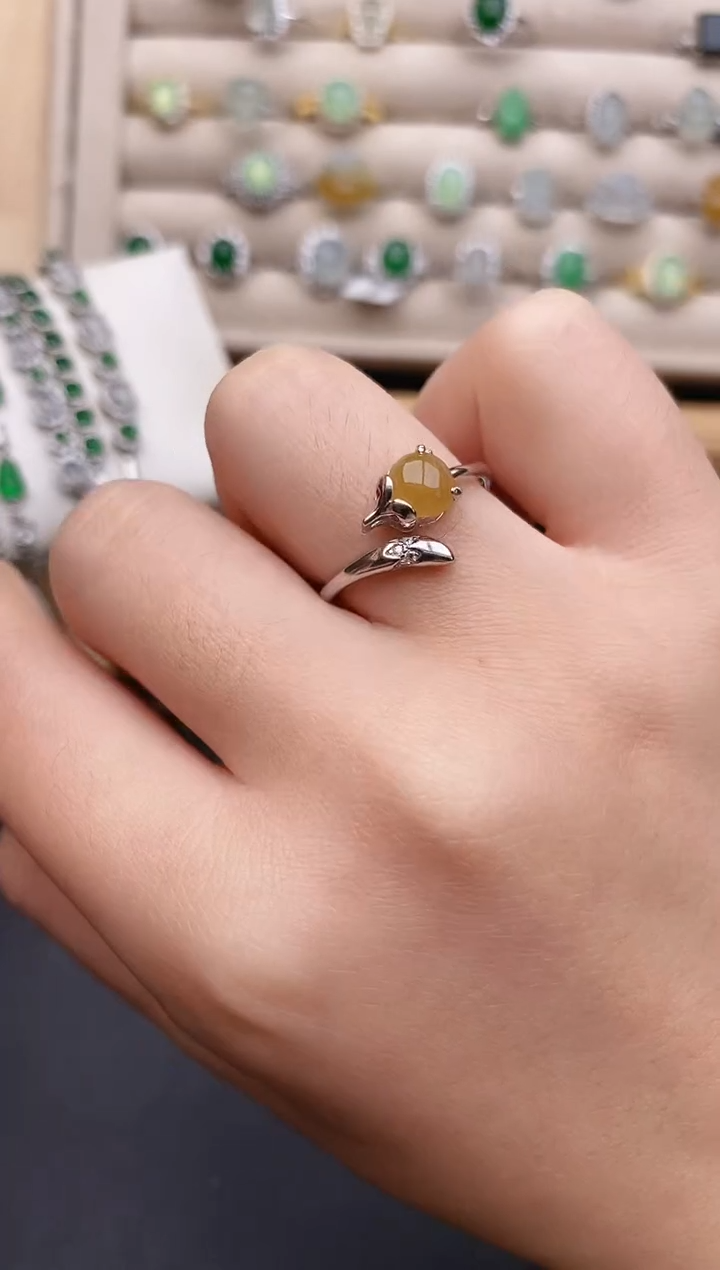 银S925镶嵌戒指翡翠0