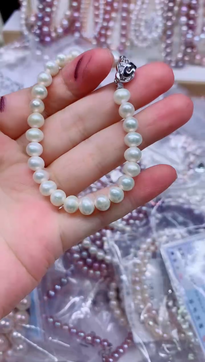 淡水珍珠手链合金非无暇
