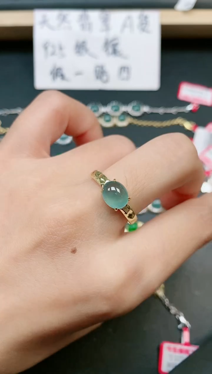 翡翠戒指银S925镶嵌1111