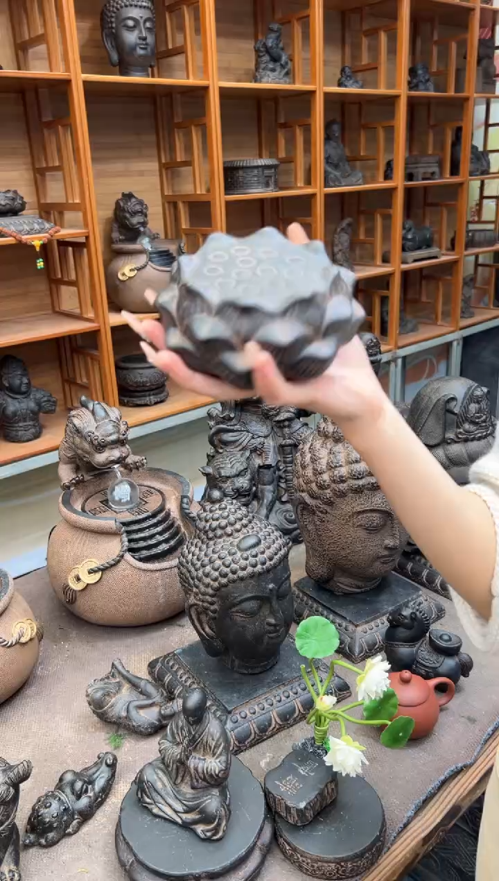 陶土【火山泥】莲蓬实心底座