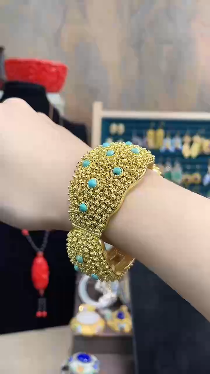青*非遗手工花丝镶嵌镯子   两个