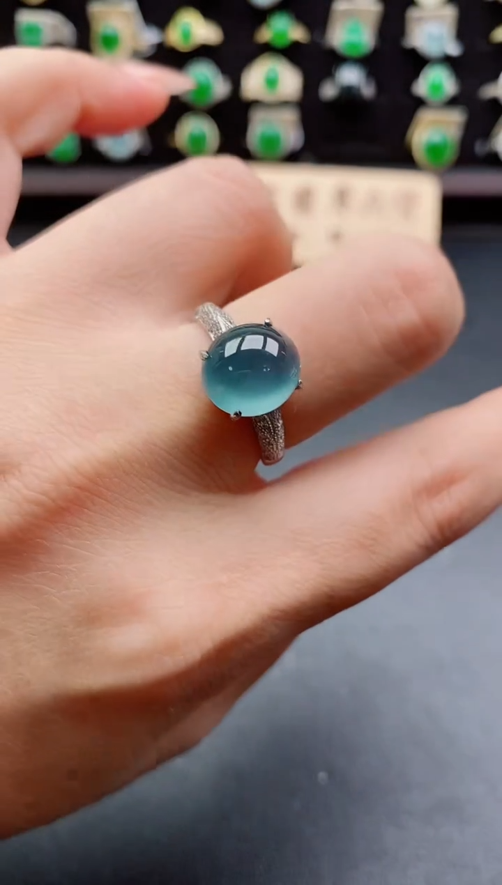 银S925镶嵌戒指翡翠1