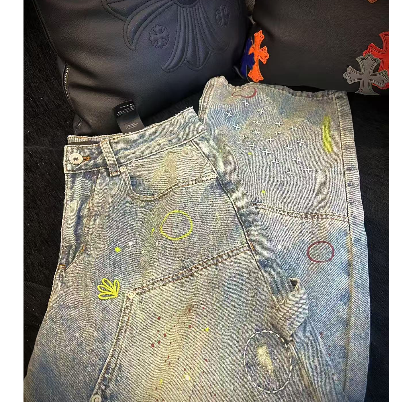 牛仔裤男女洗水破洞夏季潮流水洗做旧百搭时尚