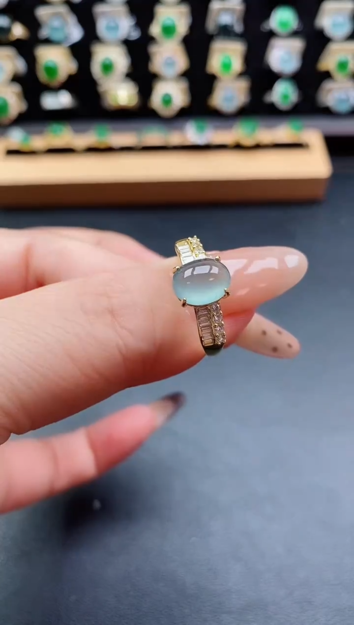 银S925镶嵌戒指翡翠1