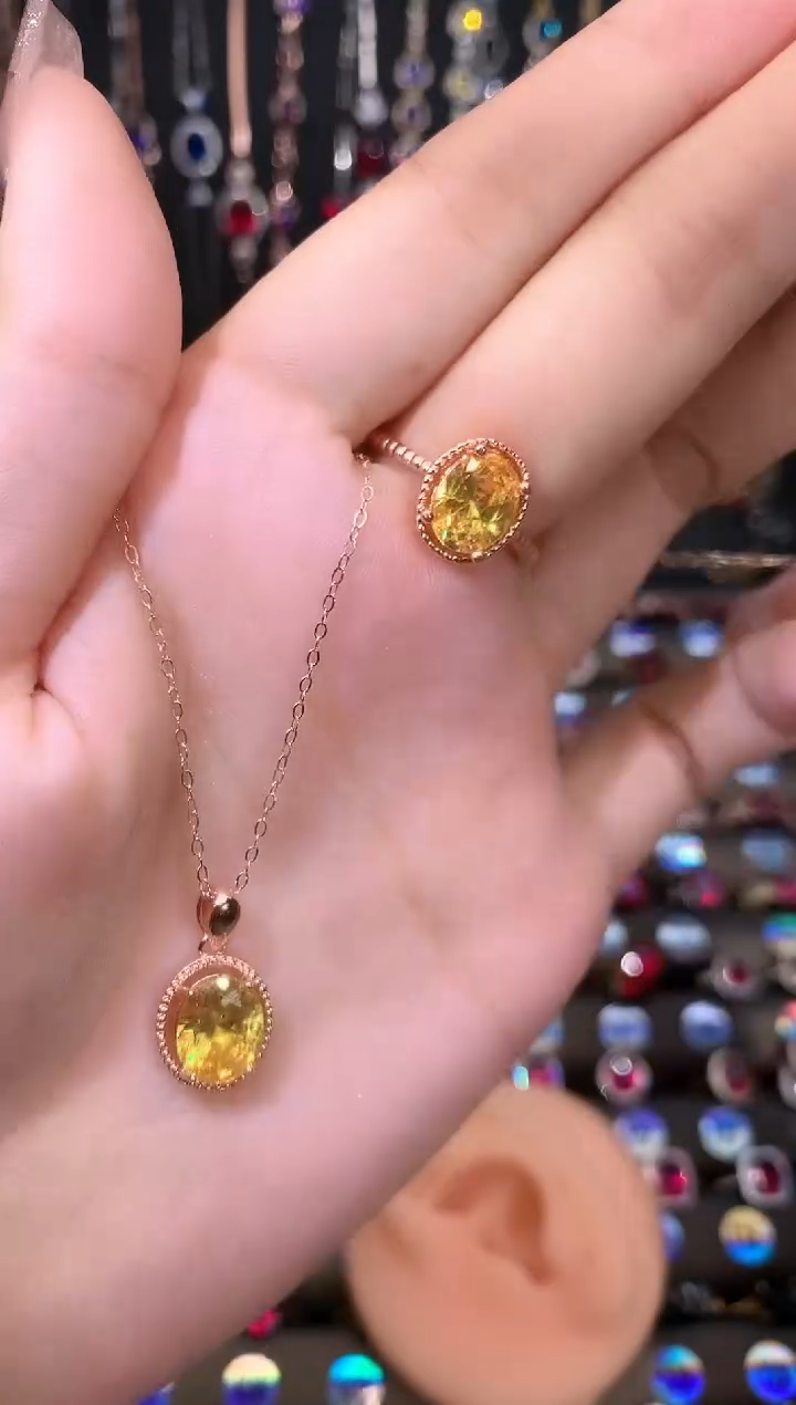 银S925镶嵌吊坠(赠链)水晶810玫瑰金