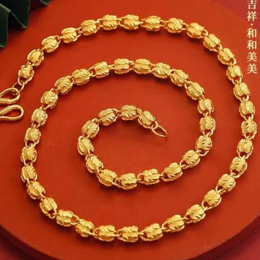 合金项链 2025新款【女款男士坠链金色核桃项链】时尚经典潮流霸气