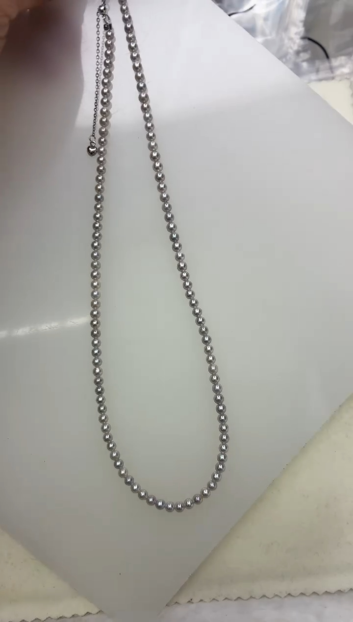 未镶嵌DA海水珍珠灰珠串链3-4 y1132
