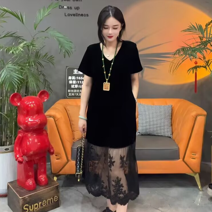 新款夏季薄款丝绒连衣裙1203#