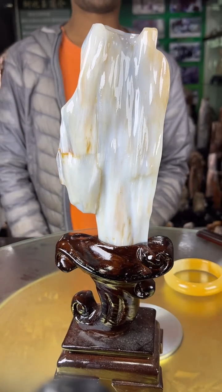 缅甸天然树化玉摆件