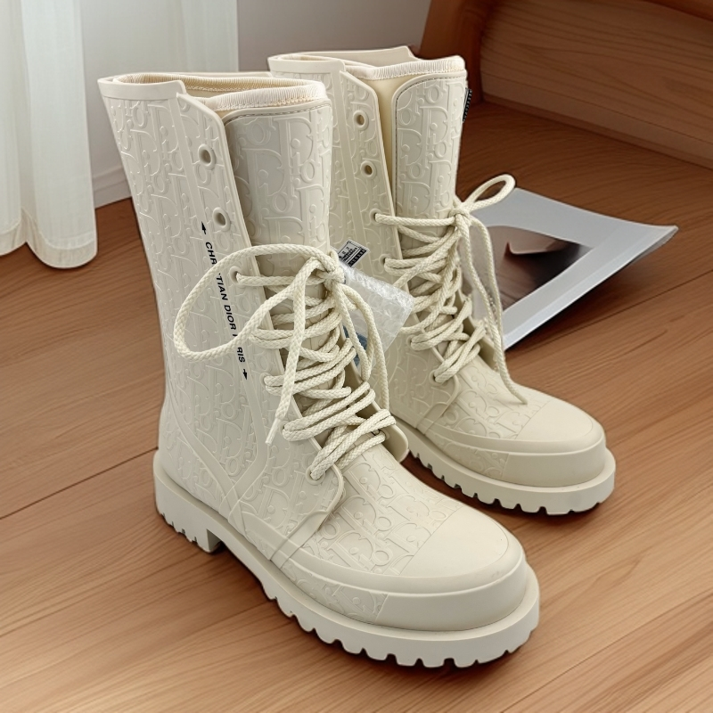 99新 DIOR/迪奥 37码/满印标语暗纹老花橡胶短靴雨靴/P0124