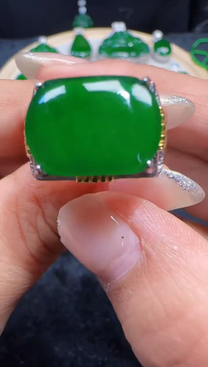 未镶嵌定制翡翠翡翠戒指43