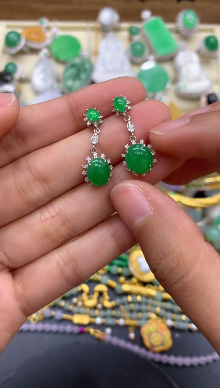 【闪购商品】翡翠耳饰18K金镶嵌425-中国好珍宝