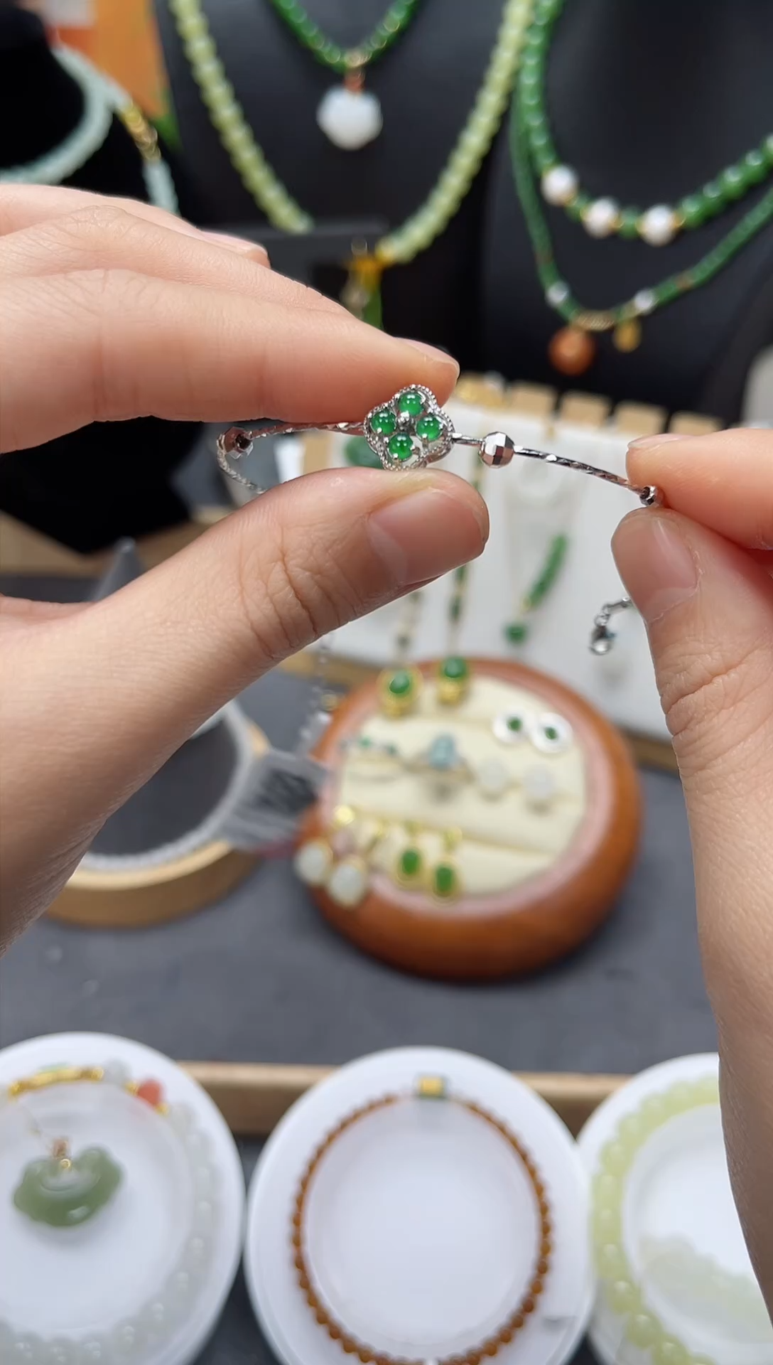 【闪购商品】翡翠手链银S925镶嵌翡翠OS