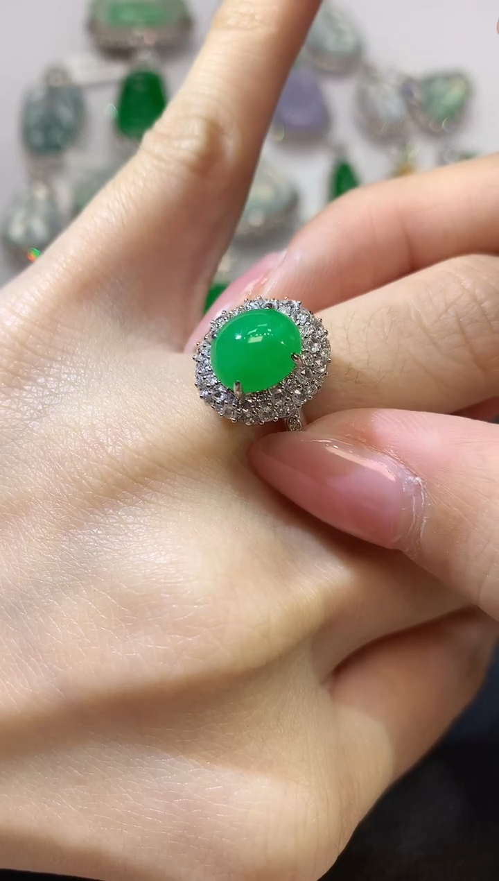 【闪购商品】翡翠戒指18K金镶嵌C23一件