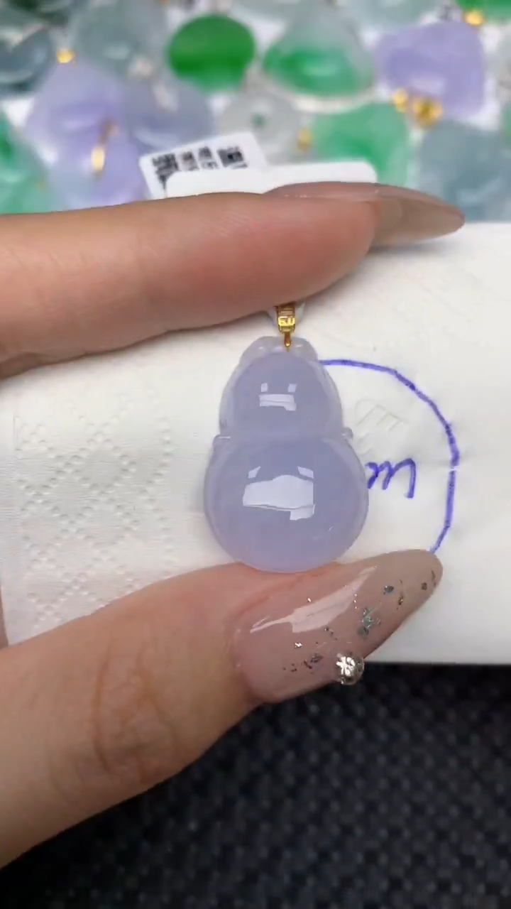 颈饰18K金镶嵌翡翠天然缅甸翡翠a货百元以上9元证书费自理