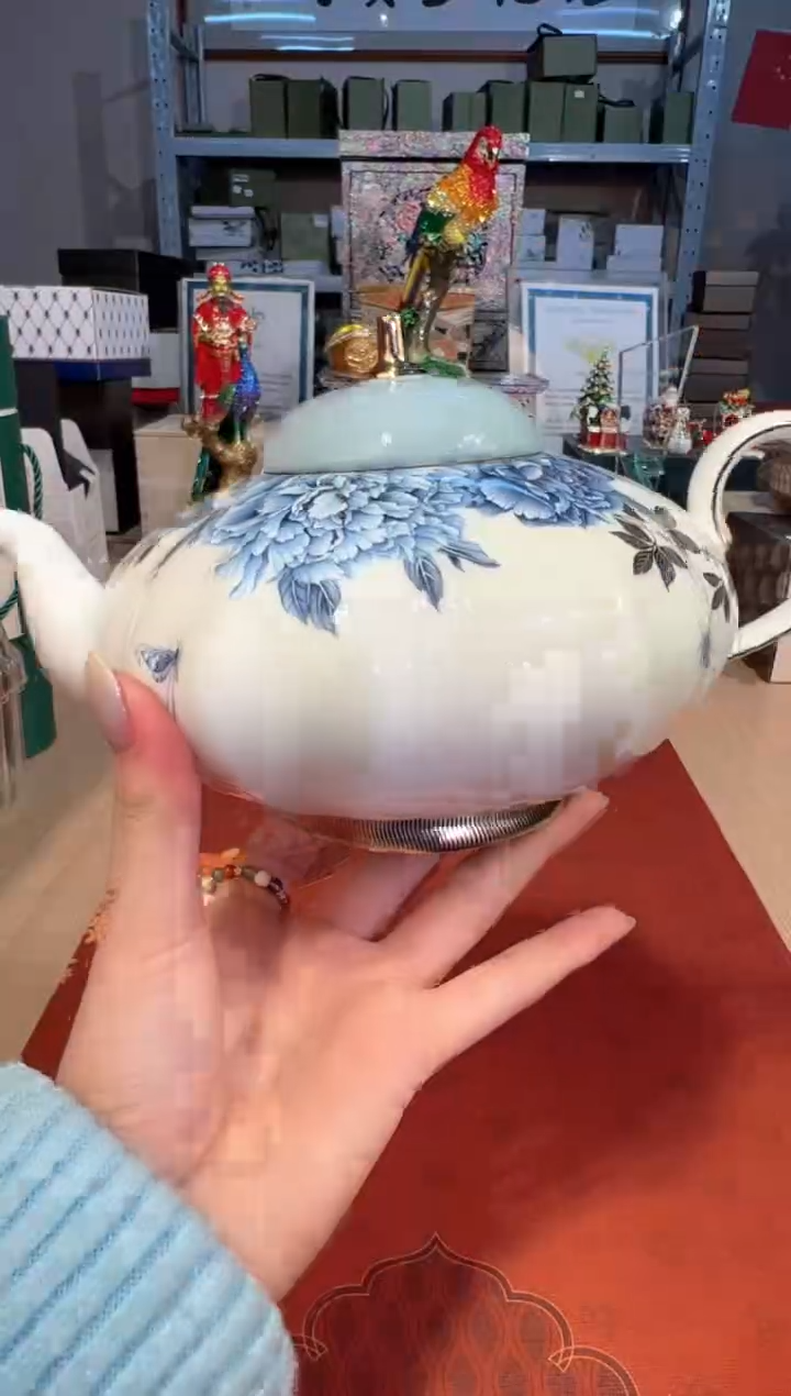 【闪购商品】杯192铂金青花大茶壶