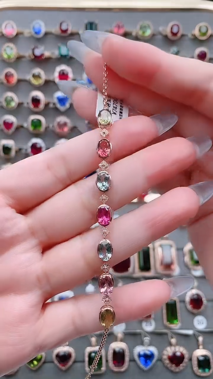 18K金镶嵌手链碧玺6.19克拉