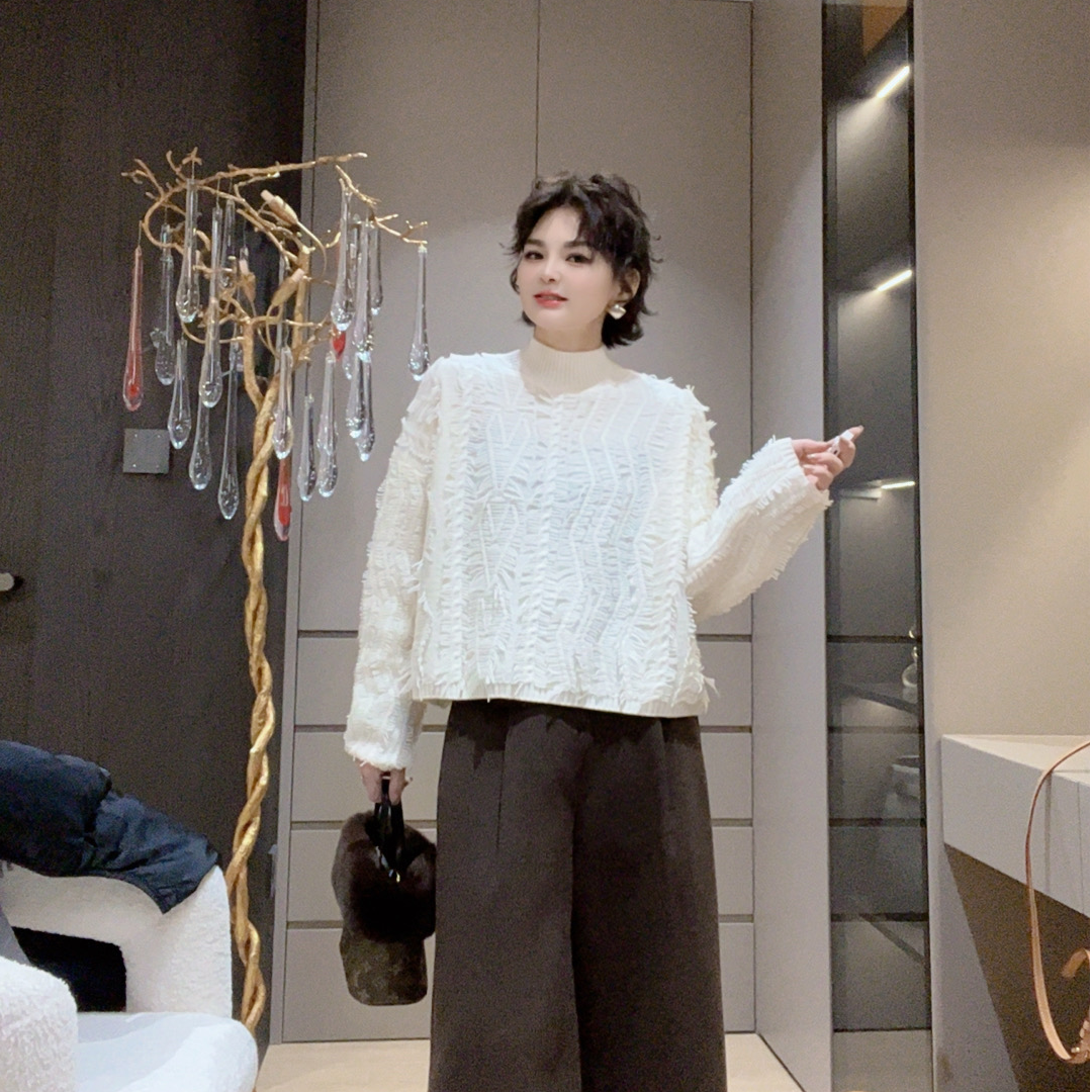 ZM25年冬季新款保暖中领休闲套头长袖慵懒风羊毛衫6815