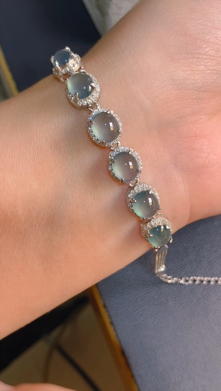 【闪购商品】翡翠耳饰银S925镶嵌天然A货翡翠1