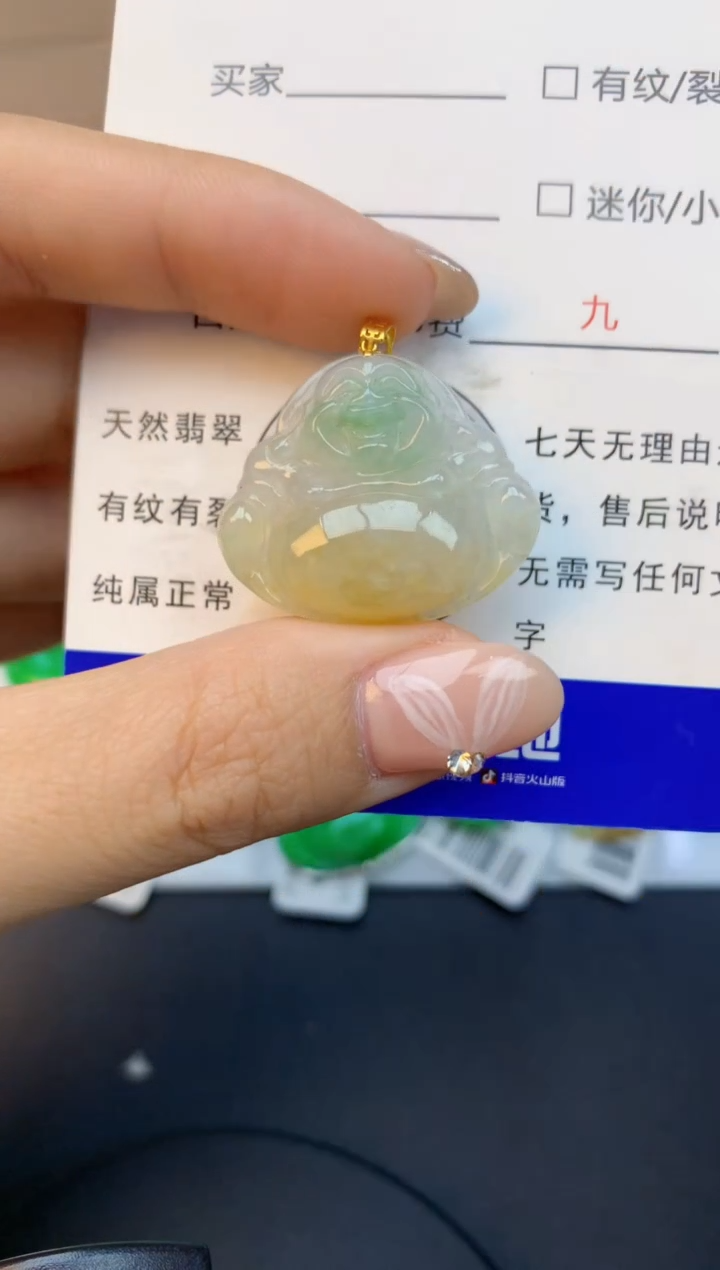 颈饰18K金镶嵌翡翠天然缅甸a货翡翠百元以上9元证书费自理