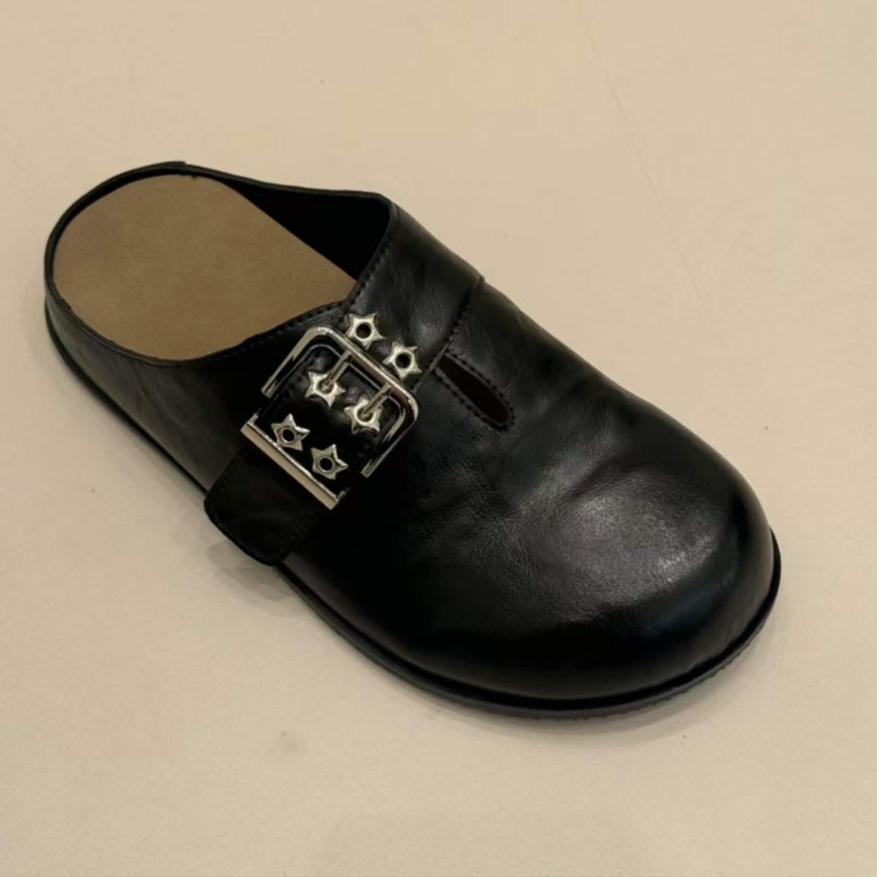 （唯品专属）5-532时尚平底包头拖鞋低跟方头软底中古拖鞋