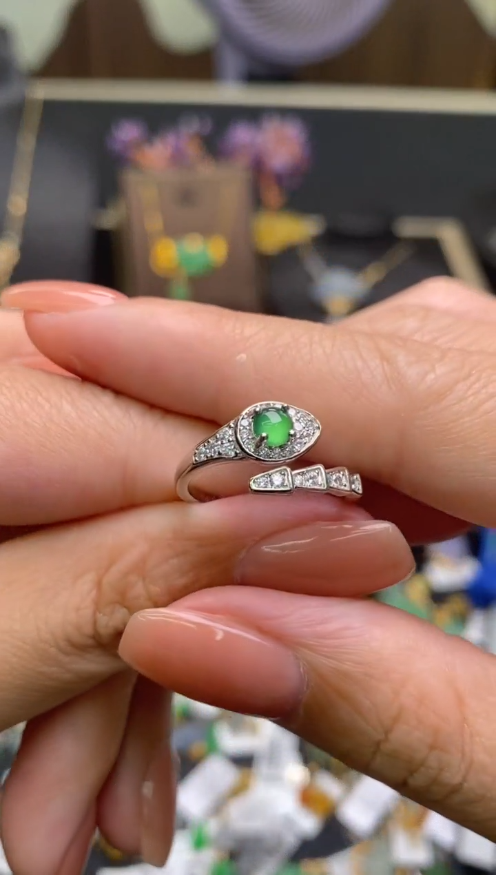 【闪购商品】翡翠银S925镶嵌颈饰净货17372