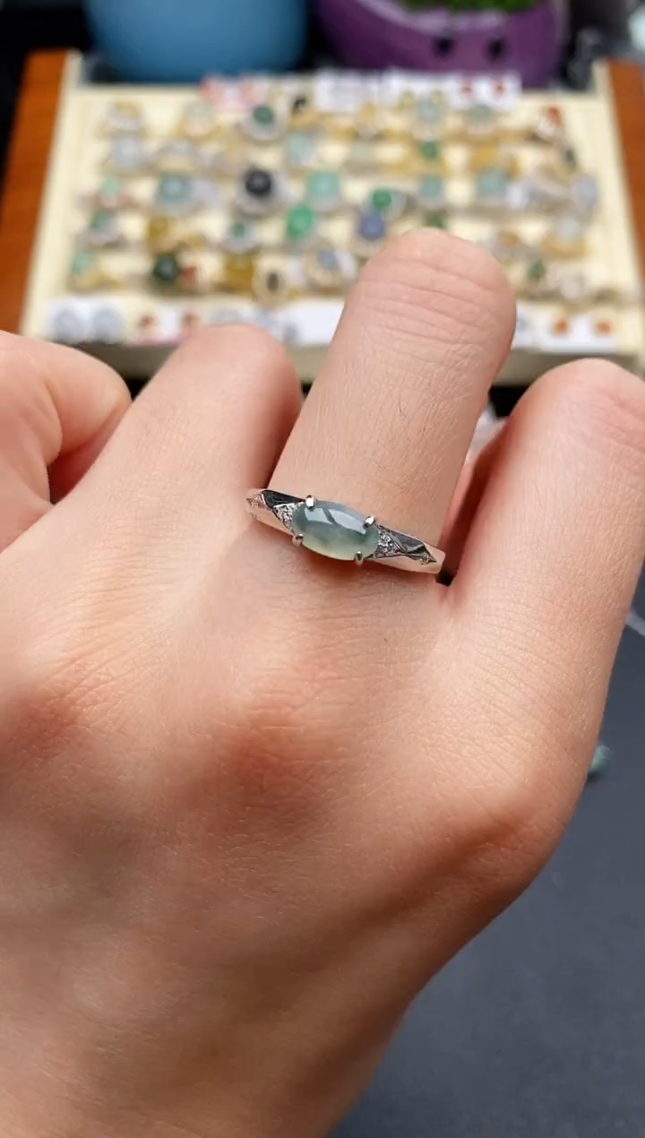 翡翠银S925镶嵌戒指111111111+8