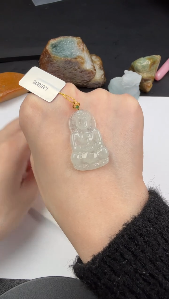 吊坠(不含链)18K金镶嵌翡翠翡翠饰品-57