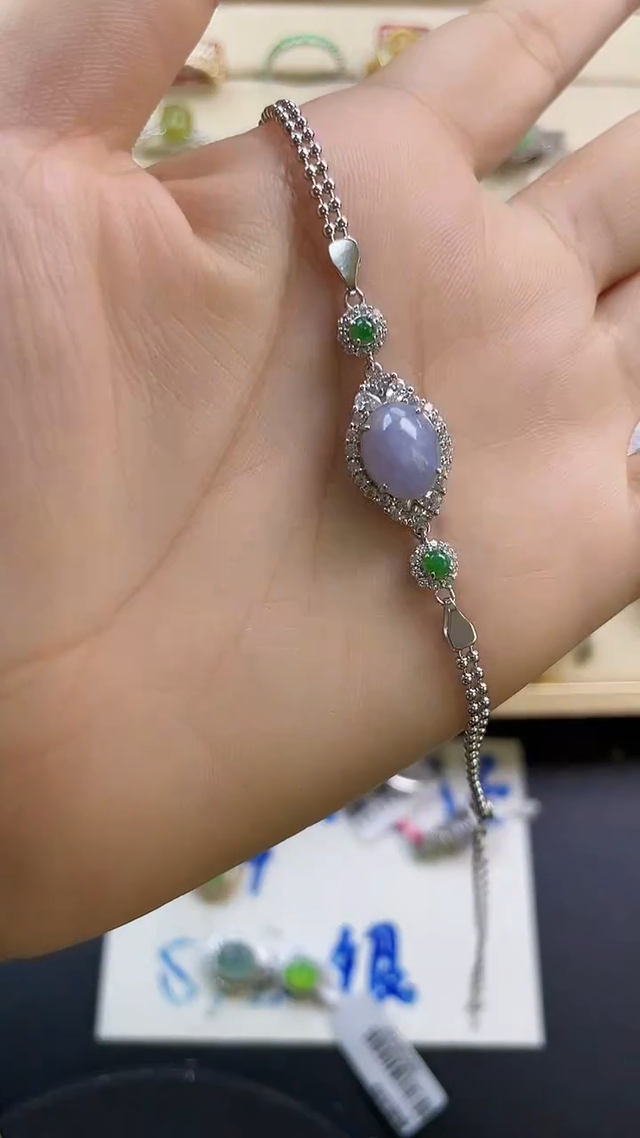 银S925镶嵌戒指翡翠翡翠 蛋面 银S925镶嵌