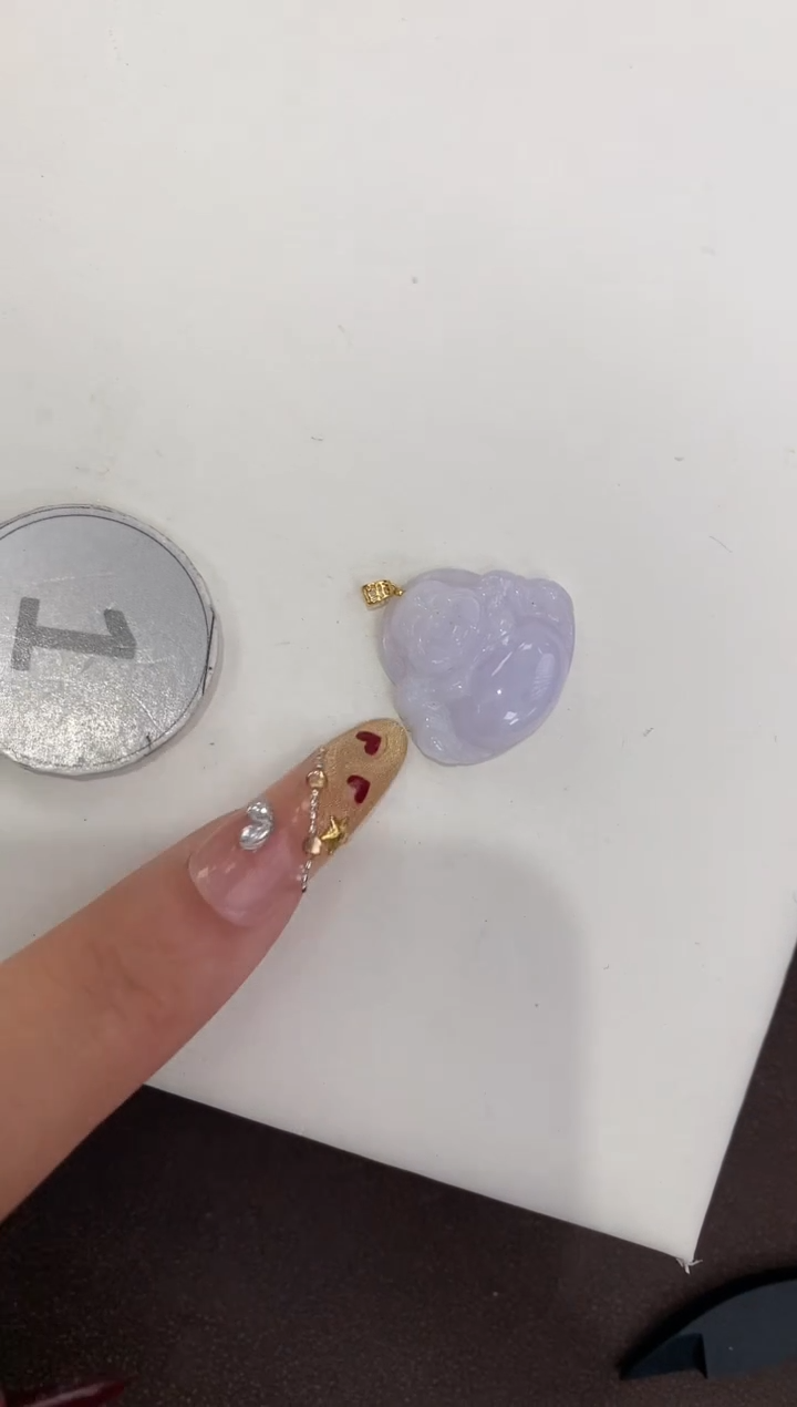 颈饰18K金镶嵌翡翠天然缅甸a货翡翠