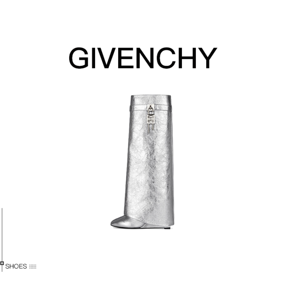未使用 Givenchy/纪梵希 纪梵希银色尖头挂锁高筒靴 36