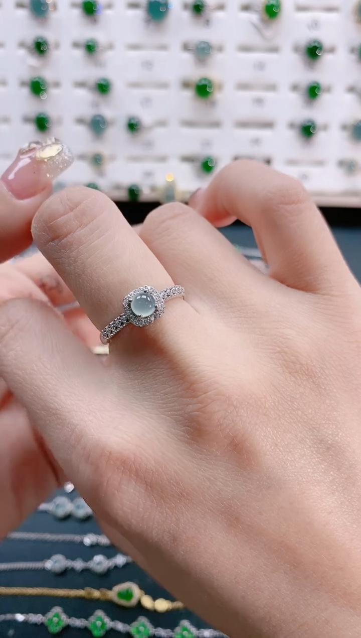 【闪购商品】翡翠戒指银S925镶嵌天然翡翠