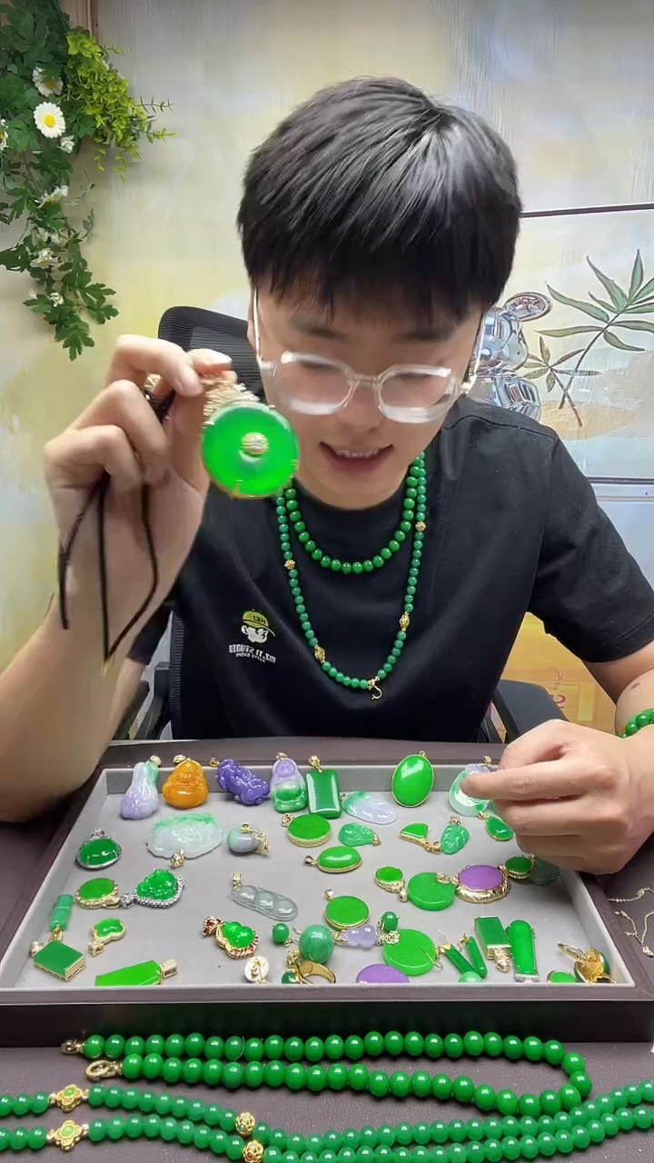 翡翠14K金镶嵌吊坠(赠链)022翡翠大号平安扣吊坠