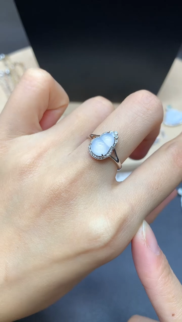 【闪购商品】翡翠戒指银S925镶嵌葫芦【多样性发其一】