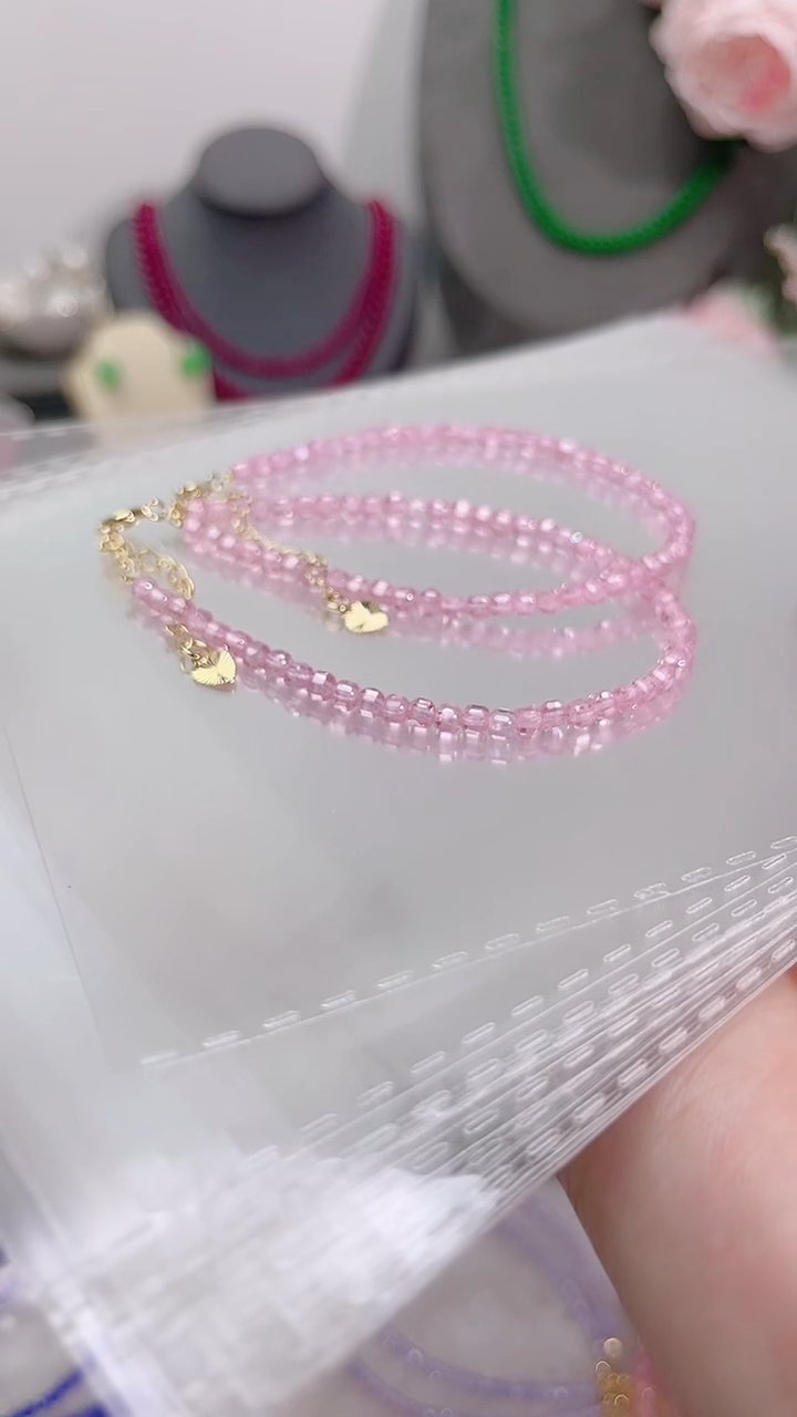 银S925镶嵌托帕石手链粉49