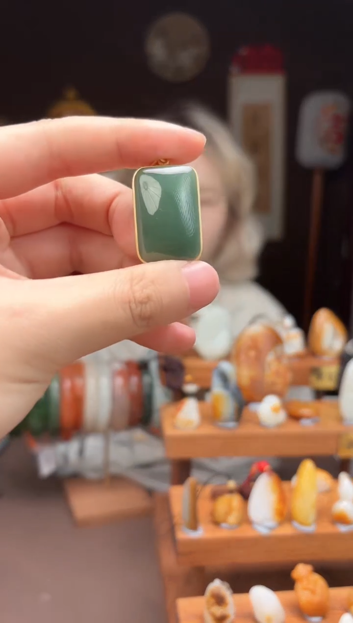 【闪购商品】和田玉挂件银S925镶嵌YY51 无事牌