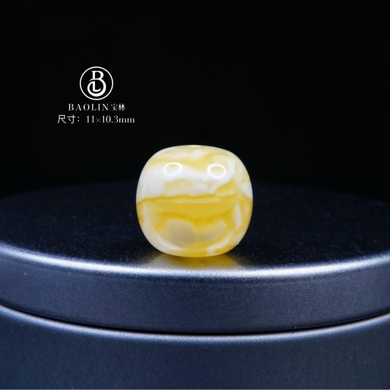 11mm金瓷白虎皮纹老型单珠F6  天然琥珀蜜蜡精品文玩配饰